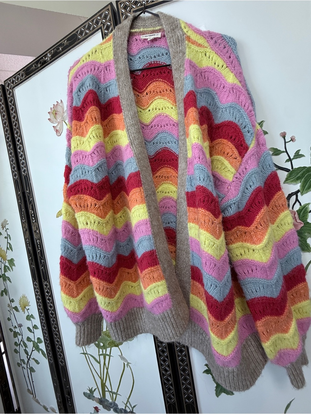 Colorful cottagecore Stripe Open Cardigan Sweater-Pink/Red/Orange/Yellow/Blue
